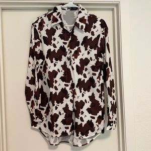 Cow print button up